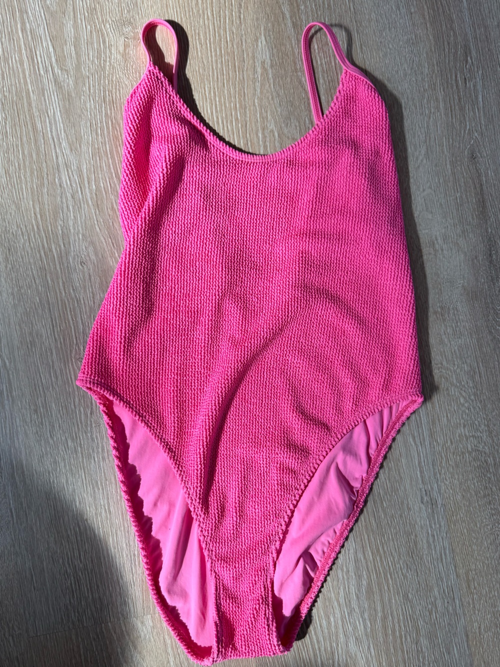 GOOD AMERICAN | Textured Hot Pink high cut One-Piece Swimsuit